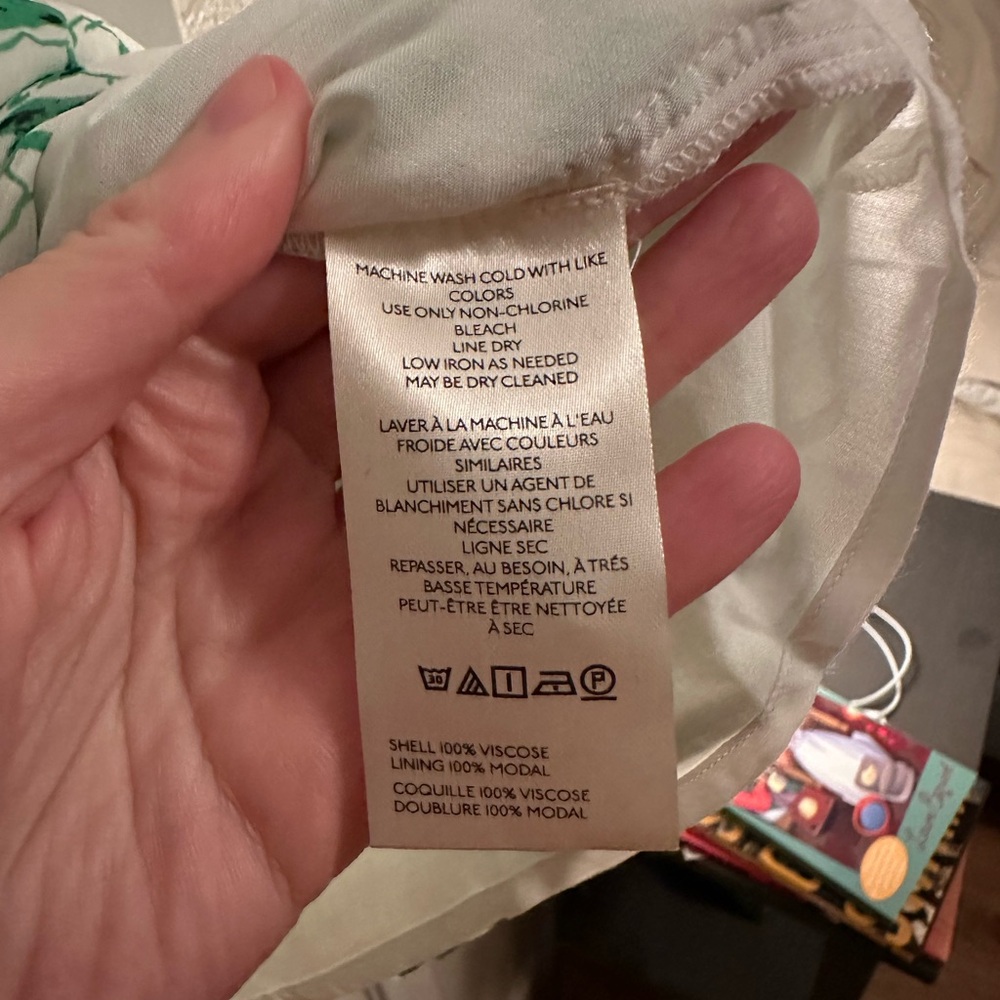 NWT Maeve/anthropologie mini dress with collar, green & white print, size small - Picture 8 of 8